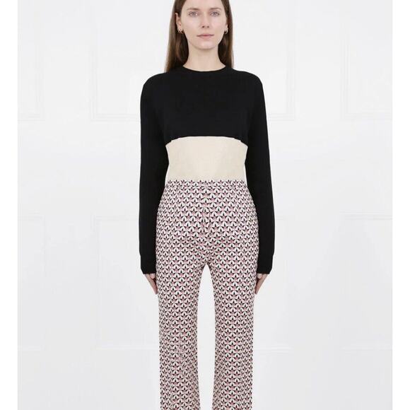 JIL SANDER Contrast Panel Knit Top Black/White No Size Tag See Measurements - Picture 1 of 9